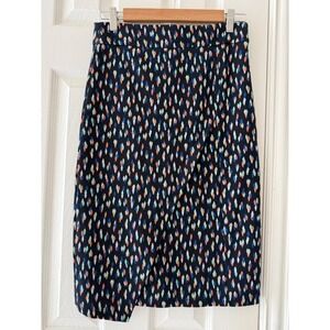 Maeve Anthropologie Debra Pencil Skirt Womens 2 Ikat Print Faux Wrap Boho Chic
